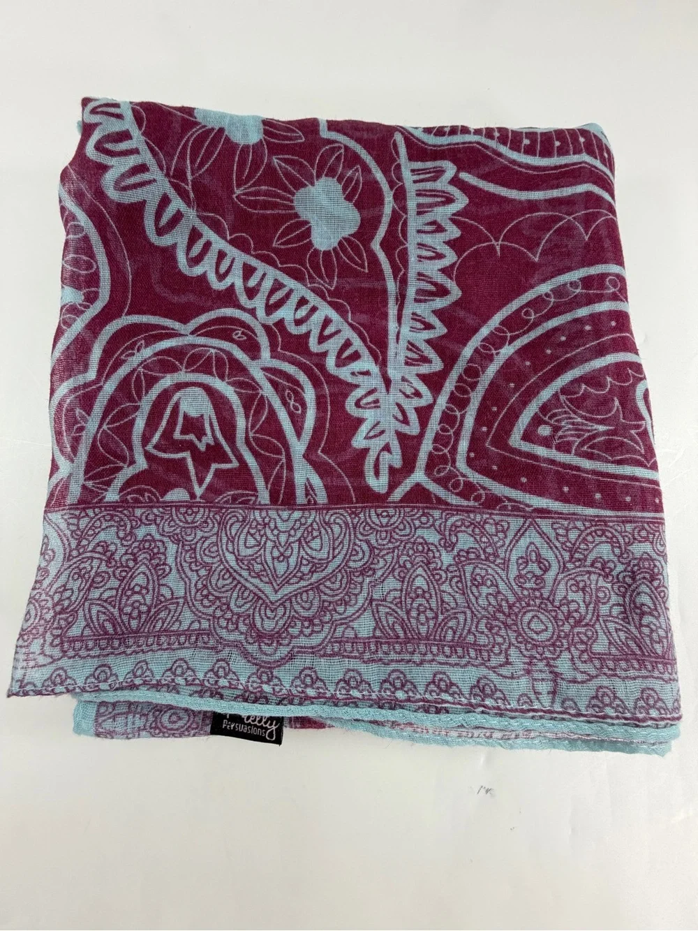 Boho Paisley 100% Viscose Scarf Wrap Shawl Burgundy Blue 76x39